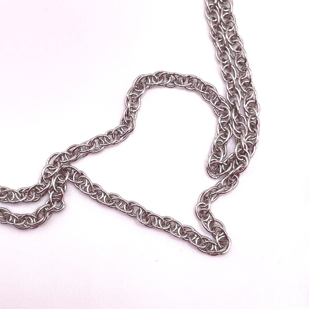 Contemporary Silver Tone Chiclet Crystal Y Tassel Long Necklace - Picture 7 of 13